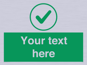 Custom green background, green tick in circle