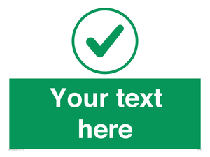 Custom green background, green tick in circle