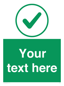 Custom green background, green tick in circle