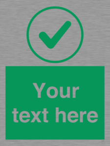 Custom green background, green tick in circle