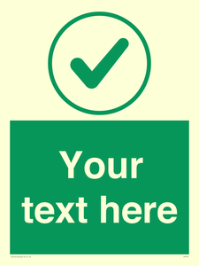 Custom green background, green tick in circle