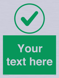 Custom green background, green tick in circle