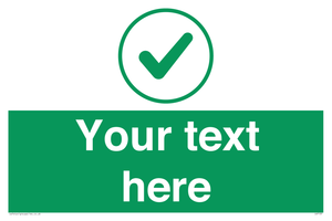 Custom green background, green tick in circle