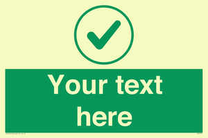 Custom green background, green tick in circle