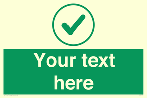 Custom green background, green tick in circle