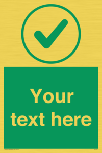 Custom green background, green tick in circle