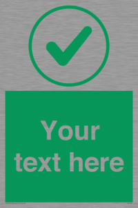 Custom green background, green tick in circle