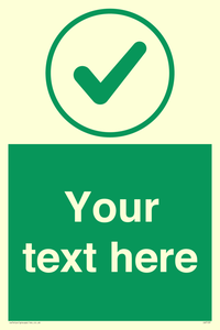 Custom green background, green tick in circle