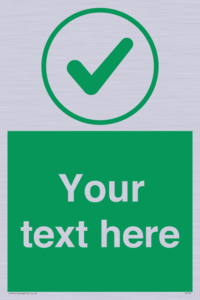 Custom green background, green tick in circle