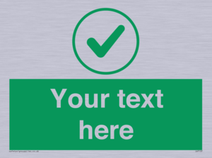 Custom green background, green tick in circle