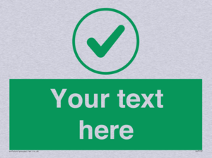 Custom green background, green tick in circle