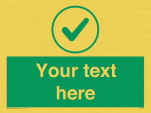 Custom green background, green tick in circle