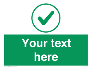 Custom green background, green tick in circle