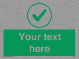 Custom green background, green tick in circle