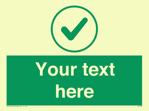 Custom green background, green tick in circle