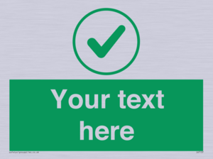 Custom green background, green tick in circle