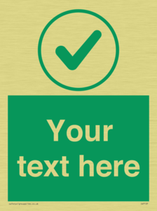 Custom green background, green tick in circle