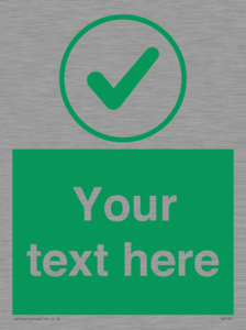 Custom green background, green tick in circle