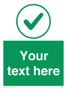 Custom green background, green tick in circle