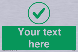 Custom green background, green tick in circle