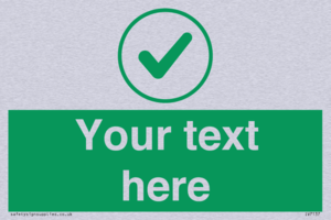 Custom green background, green tick in circle