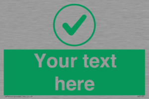 Custom green background, green tick in circle