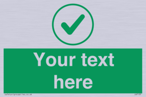 Custom green background, green tick in circle