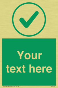 Custom green background, green tick in circle