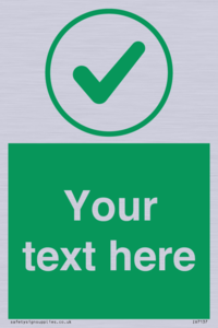 Custom green background, green tick in circle