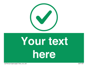 Custom green background, green tick in circle