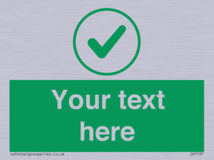 Custom green background, green tick in circle