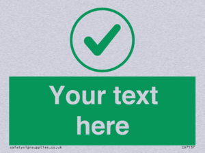 Custom green background, green tick in circle