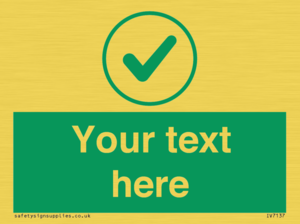 Custom green background, green tick in circle