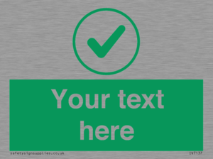 Custom green background, green tick in circle