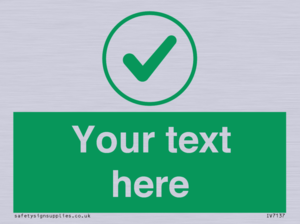 Custom green background, green tick in circle