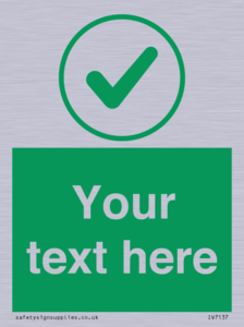 Custom green background, green tick in circle