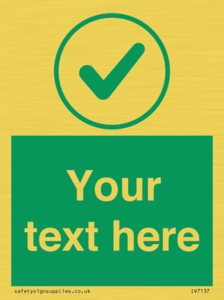 Custom green background, green tick in circle