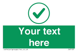 Custom green background, green tick in circle