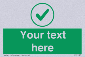 Custom green background, green tick in circle