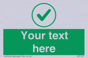 Custom green background, green tick in circle