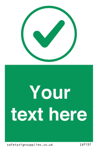 Custom green background, green tick in circle