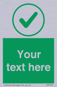 Custom green background, green tick in circle