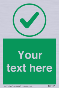 Custom green background, green tick in circle