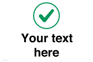 Custom plain background, green tick in circle