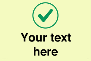 Custom plain background, green tick in circle