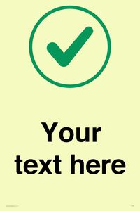 Custom plain background, green tick in circle