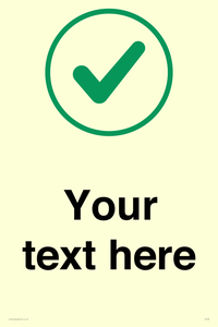 Custom plain background, green tick in circle