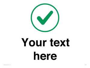 Custom plain background, green tick in circle