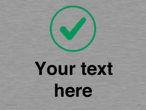 Custom plain background, green tick in circle