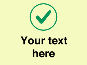 Custom plain background, green tick in circle